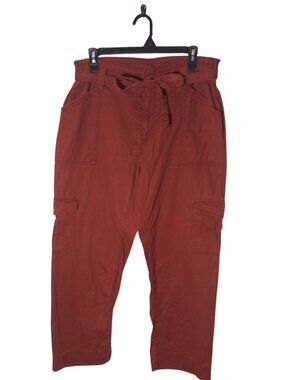 Old Navy Womens Rust-Orange Cargo Pants With Tie Waist & Multiple Pockets Size M